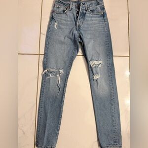 Levi's Light Blue Distressed Skinny Jeans